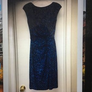 Ralph Lauren Blue Plum Print Dress Knot Side